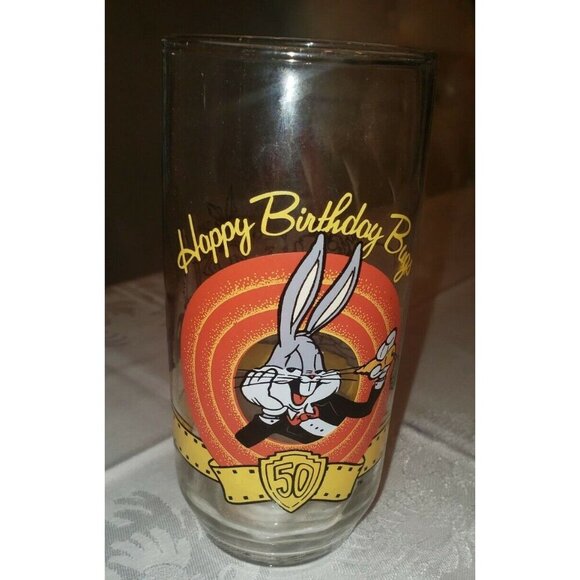 Collectable Happy Birthday Bugs Bunny 50th Warner Brothers 1990 Glass - Picture 2 of 5
